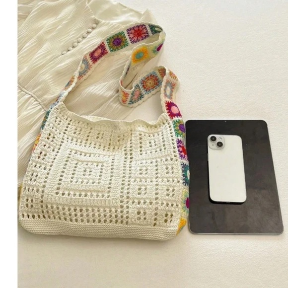 Bohemian Floral Crochet Casual Tote Bag - Picture 4 of 6